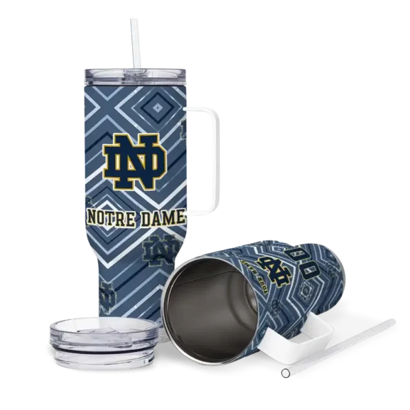 custom notre dame fighting irish bold diamonds navy curved tumbler high quality.webp