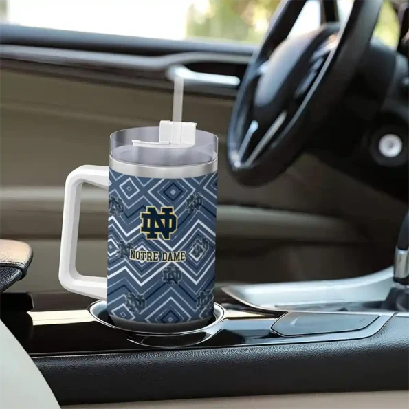 custom notre dame fighting irish bold diamonds navy curved tumbler trendy.webp