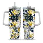 custom notre dame fighting irish camo mashup navy white curved tumbler best selling.webp