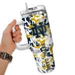 custom notre dame fighting irish camo mashup navy white curved tumbler best selling.webp