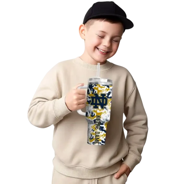 custom notre dame fighting irish camo mashup navy white curved tumbler latest model.webp