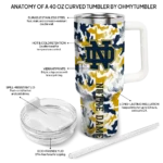 custom notre dame fighting irish camo mashup navy white curved tumbler best selling.webp