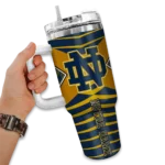 custom notre dame fighting irish chevron layers navy curved tumbler best selling.webp