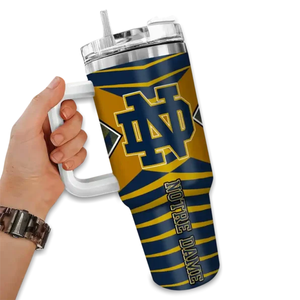 custom notre dame fighting irish chevron layers navy curved tumbler fashion forward.webp