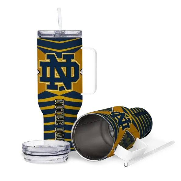 custom notre dame fighting irish chevron layers navy curved tumbler high quality.webp