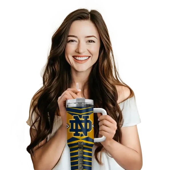 custom notre dame fighting irish chevron layers navy curved tumbler premium grade.webp