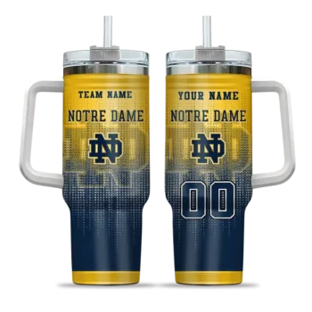 custom notre dame fighting irish gradient dots navy curved tumbler best selling.webp