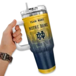 custom notre dame fighting irish gradient dots navy curved tumbler best selling.webp