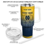custom notre dame fighting irish gradient dots navy curved tumbler best selling.webp