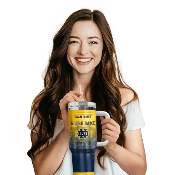 custom notre dame fighting irish gradient dots navy curved tumbler premium grade.webp