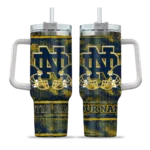 custom notre dame fighting irish honey streaks navy curved tumbler best selling.webp