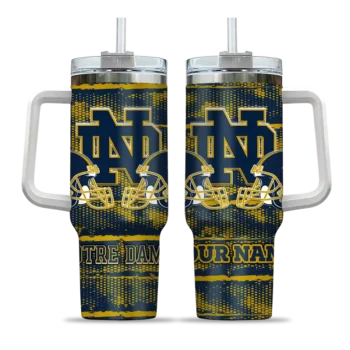 custom notre dame fighting irish honey streaks navy curved tumbler best selling.webp