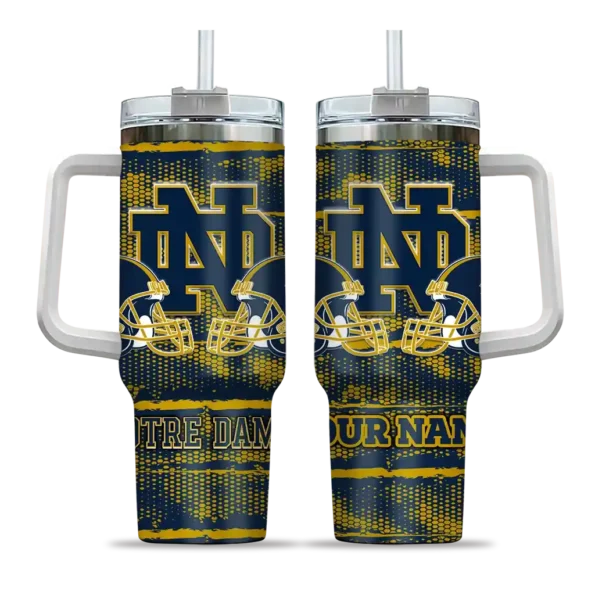 custom notre dame fighting irish honey streaks navy curved tumbler best selling.webp