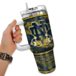 custom notre dame fighting irish honey streaks navy curved tumbler best selling.webp