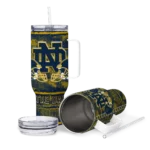 custom notre dame fighting irish honey streaks navy curved tumbler best selling.webp