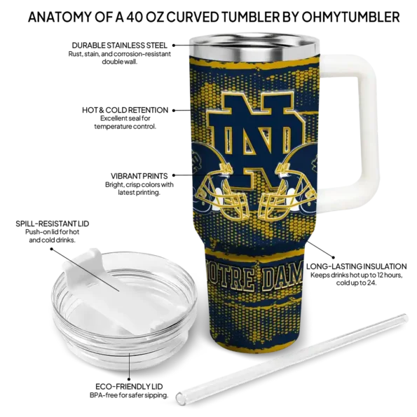 custom notre dame fighting irish honey streaks navy curved tumbler new arrival.webp