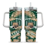 custom ohio bobcats abstract paths green curved tumbler best selling.webp
