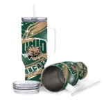 custom ohio bobcats abstract paths green curved tumbler best selling.webp