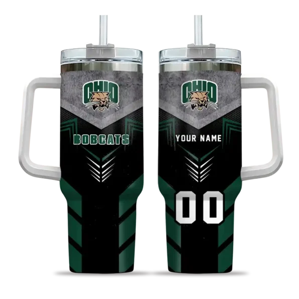 custom ohio bobcats arrow armor green black curved tumbler best selling.webp