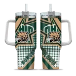 custom ohio bobcats arrow burst green curved tumbler best selling.webp