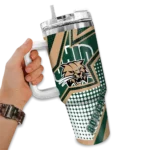 custom ohio bobcats arrow burst green curved tumbler best selling.webp