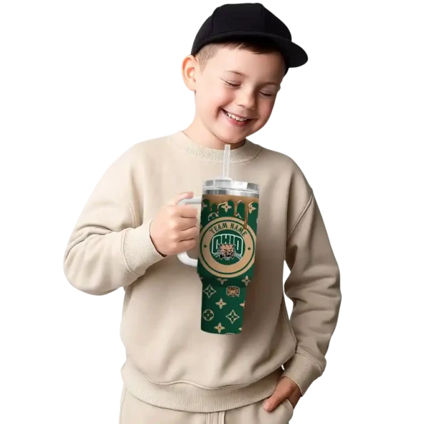 custom ohio bobcats bullseye drips green curved tumbler latest model.webp