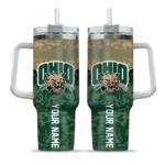custom ohio bobcats chevron stripe green curved tumbler best selling.webp