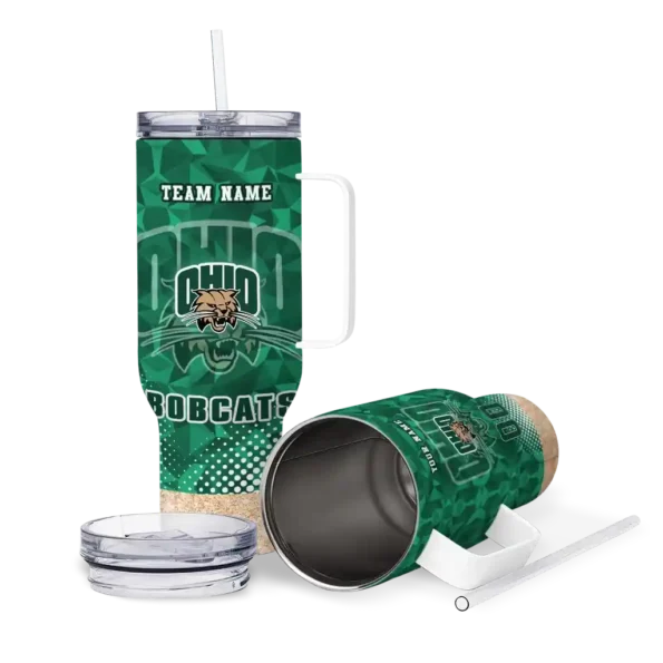 custom ohio bobcats geometric prism green curved tumbler high quality.webp
