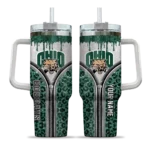 custom ohio bobcats leopard zipper green curved tumbler best selling.webp