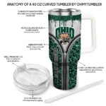 custom ohio bobcats leopard zipper green curved tumbler best selling.webp
