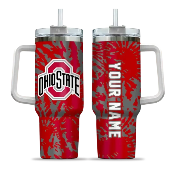 custom ohio state buckeyes burst swirl scarlet curved tumbler best selling.webp