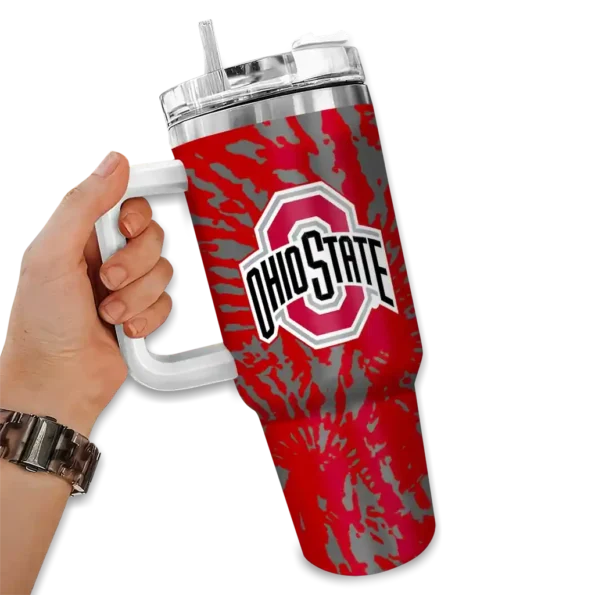 custom ohio state buckeyes burst swirl scarlet curved tumbler fashion forward.webp
