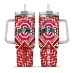 custom ohio state buckeyes chevron angle scarlet curved tumbler best selling.webp