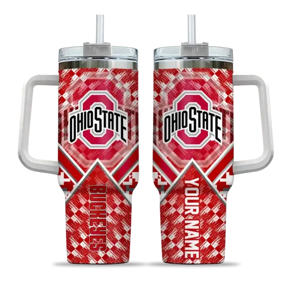 custom ohio state buckeyes chevron angle scarlet curved tumbler best selling.webp