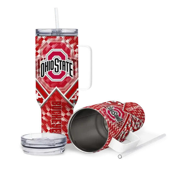 custom ohio state buckeyes chevron angle scarlet curved tumbler high quality.webp