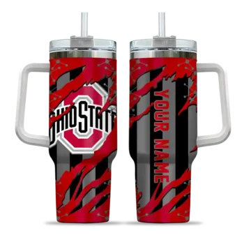 custom ohio state buckeyes claw cut scarlet black curved tumbler best selling.webp