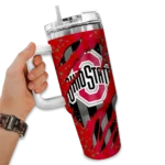 custom ohio state buckeyes claw cut scarlet black curved tumbler best selling.webp