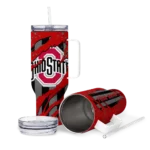 custom ohio state buckeyes claw cut scarlet black curved tumbler best selling.webp