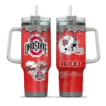 custom ohio state buckeyes heart helmet motif scarlet curved tumbler best selling.webp