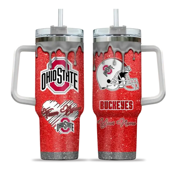 custom ohio state buckeyes heart helmet motif scarlet curved tumbler best selling.webp