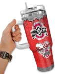 custom ohio state buckeyes heart helmet motif scarlet curved tumbler best selling.webp