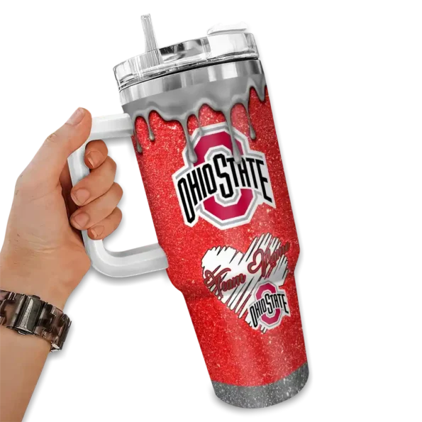 custom ohio state buckeyes heart helmet motif scarlet curved tumbler fashion forward.webp
