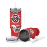 custom ohio state buckeyes heart helmet motif scarlet curved tumbler best selling.webp