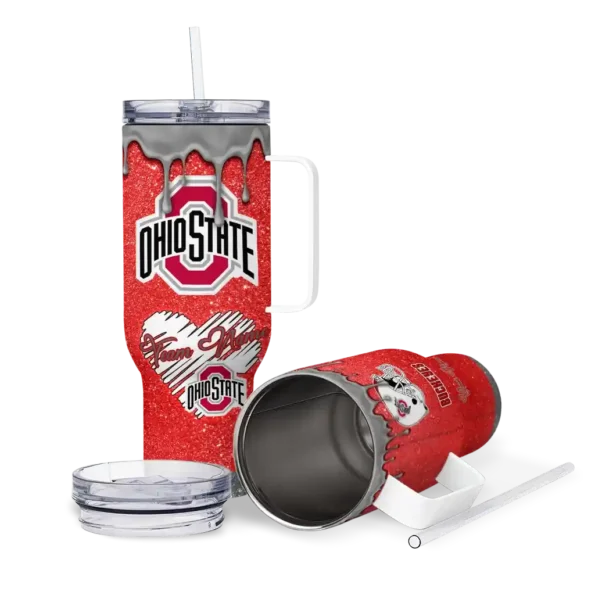 custom ohio state buckeyes heart helmet motif scarlet curved tumbler high quality.webp