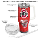 custom ohio state buckeyes heart helmet motif scarlet curved tumbler best selling.webp