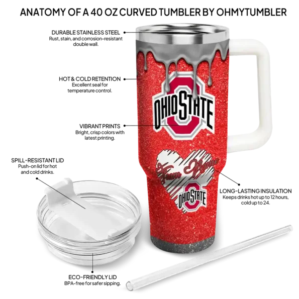 custom ohio state buckeyes heart helmet motif scarlet curved tumbler new arrival.webp