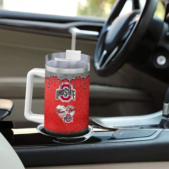 custom ohio state buckeyes heart helmet motif scarlet curved tumbler trendy.webp
