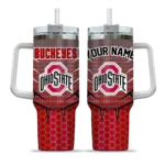 custom ohio state buckeyes hex texture scarlet curved tumbler best selling.webp