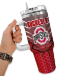 custom ohio state buckeyes hex texture scarlet curved tumbler best selling.webp