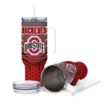 custom ohio state buckeyes hex texture scarlet curved tumbler best selling.webp
